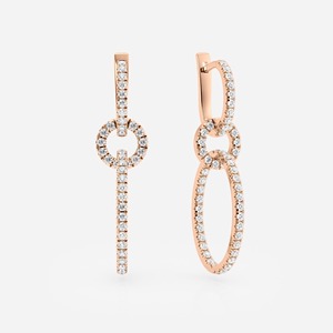 ต่างหูเพชรทองคำ 14k แบบห้อย_ดีไซน์วงรีทันสมัย - Product Image 2