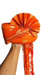 Turban Barati Safa Orange Or, Coiffe Indienne Traditionnelle Pré-nouée pour Invité de Mariage, Style Royal, Vente en Gros - Product Image 4