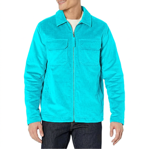 Chaqueta Bomber de Forro Polar Azul Claro para Hombre, con Cierre, Dos Bolsillos en el Pecho, Cuello Mao, Estilo Casual, Corte Regular, para Primavera - Product Image 3