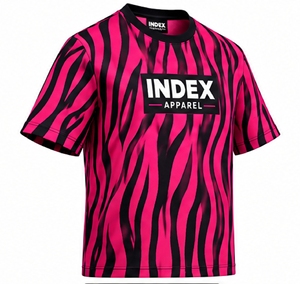 T-shirt sportif rose à imprimé animalier pour homme Index Apparel, manches courtes, col rond, sublimation par transfert - Product Image 3