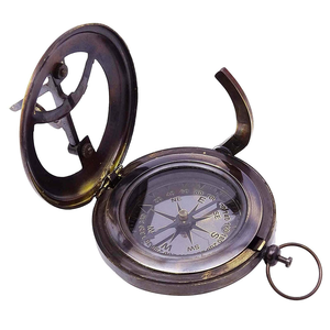 Boussole de poche en laiton, boussole de navigation nautique antique avec couvercle articulé, boussole d'exploration, boussole de voyage, objet de collection maritime, cadeau - Product Image 1