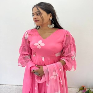 Ensemble Robe et Pantalon en Soie Brodée de Paillettes VASTRA COTTAGE avec Dupatta en Micro Coton Entièrement Cousu pour Femmes – Tenue de Fête Festive - Product Image 2