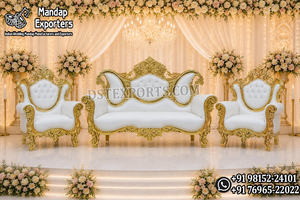 Conjunto de Sofás de Boda Estilo Palacio Clásico para Salones de Banquetes, Sofá de Boda Tallado a Mano, Muebles de Lujo para Escenario de Boda en Dorado - Product Image 4