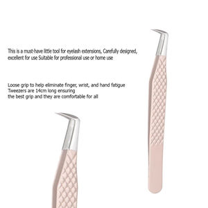 MAHFOOZ INSTRUMENTS Pince à épiler incurvée en acier inoxydable revêtu de pêche clair pour cils volumineux, antistatique, durable, haute qualité, pour salon - Product Image 6