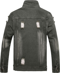 Men's High-Demand Winter Casual Denim Jackets Stand Collar Windproof Fitness <b>Top</b> Front Solid New Trended Fabric Winter Jacket - Product Image 4
