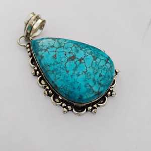 Colgante de Turquesa Natural con Corte de Lágrima, Certificado IGI, Plata de Ley 925, Joyería Hecha a Mano, Regalo Elegante para Mujer, Cumpleaños - Product Image 6