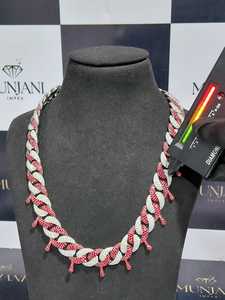 925 Silver Gold Plated Moissanite Cuban Link <b>Chain</b> <b>Iced</b> <b>Out</b> Red White Two Tone Drip Design Brilliant Cut Hip Hop Necklace Unisex - Product Image 1