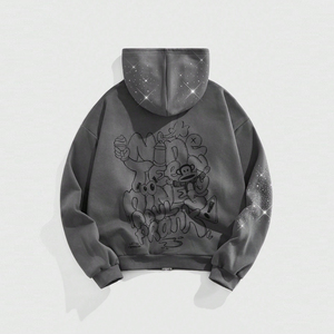 Custom Women <b>Rhinestone</b> Acid Wash Zip Hoodie Oversized Fleece Embroidery Patch Streetwear Hooded <b>Jacket</b> OEM Factory Wear - Product Image 2