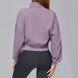 Winter Half Zip Stand Collar <b>Long</b> Sleeve Fleece Lining Fitness Gym Workout Running Sport Wear Top Pullover <b>Sweatshirts</b> - Product Image 4