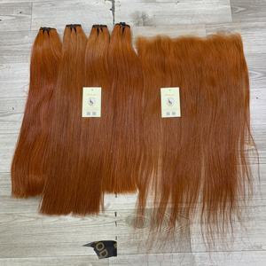 Extensions de cheveux humains vietnamiens bruts de haute qualité, double trame, tissées à la machine, lisses naturels, lots couleur cuivre-orange - Product Image 2
