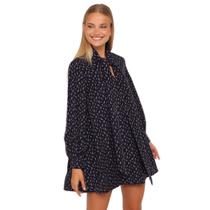 Mini-robe imprimée pour femme, col carré, coupe trapèze - Product Image 3