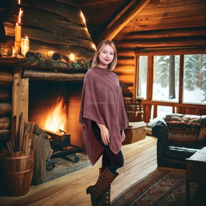 ผ้าพันคอโอเวอร์ไซส์สำหรับผู้หญิง, ผ้าคลุมไหล่ฤดูหนาวทรงหลวมผ้าขนแกะสวมใส่สบายดีไซน์ใหม่เสื้อปอนโชถักแบบแบนอบอุ่นมีสไตล์ - Product Image 1