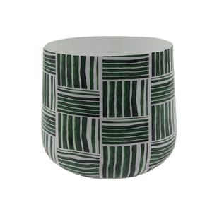 Ensemble de 4 jardinières rondes en fer avec autocollants floraux, couleur émail, taille moyenne, pour l'intérieur et l'extérieur, pour la décoration du jardin, également faites à la main - Product Image 1