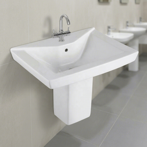 Round Granite Wash Basin With Stone Stand Eco Friendly Bathroom Half Pedestal Sink For Hospital Mall - Product Image 5