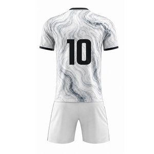 Uniforme de Fútbol Profesional con Diseño de Mármol en Blanco y Negro, Conjunto de Uniforme de Fútbol Sublimado Elegante - Product Image 2