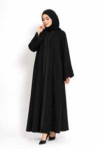 Nouvelle Abaya Noire de Dubaï pour Femmes Musulmanes, Robe de Soirée Longue Faite à la Main, Légère et Élégante avec Perles et Pierres, Style Modeste - Product Image 6