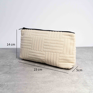 ISO BSCI Factory's Multifunctional Cosmetic Terry <b>Bag</b> <b>Zipper</b> Closure Case Organized Makeup <b>Storage</b> Logo Pattern Signature Style - Product Image 2