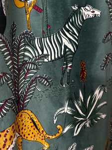 Wild Life Forest <b>Print</b> Sage Green, Drapes Vintage Style Cotton Velvet Teal Blue Luxury Curtain Boho Curtain Luxury Drapes - Product Image 5