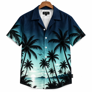 RITS <b>Men's</b> Hawaiian <b>Shirt</b> Short Sleeve <b>Tropical</b> Palm Tree Print Vacation <b>Shirt</b> Summer Breathable Fabric Turn-down Collar - Product Image 5
