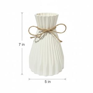 Vase à fleurs en céramique texturée blanche, conteneur moderne pour arrangements floraux sur table, pour salon, chambre, décoration de mariage - Product Image 4