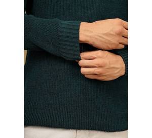 Pull en maille texturée pour homme, col rond décontracté, doux, personnalisable avec logo, vert foncé - Product Image 1