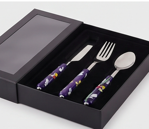 Ensemble de 4 couverts en acier inoxydable avec manche en céramique florale, résistants au lave-vaisselle, pour la table de fête - Product Image 6