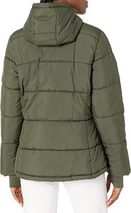 Hooded Quilted <b>Puffer</b> Bomber <b>Jacket</b> Men's Winter Casual Solid Color Regular Length <b>Thin</b> Polyester Wadding Zipper Closure - Product Image 6