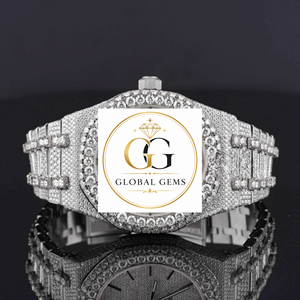 Reloj de Diamantes Moderno de Primera Calidad, Totalmente Cubierto de Diamantes, con Esfera Dorada, para Uso Corporativo y Nocturno, Disponible a Precio de Fábrica - Product Image 1