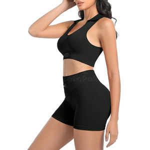 Venta de Fábrica: Conjunto de 2 Piezas de Shorts de Yoga para Mujer y Top Corto Sin Costuras, Tejido Suave y Elástico que Absorbe la Humedad, Ideal para el Gimnasio - Product Image 5