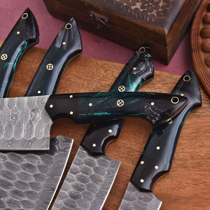Hot Selling <b>Sharp</b> Durable Handmade Chef <b>Knife</b> Damascus Steel 5-Piece Full Tang Ambidextrous Straight Edge Kitchen <b>Knives</b> <b>Set</b> - Product Image 4