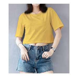 New 2022 Women Custom Cotton Oversize Blank Plain Lose Fitting <b>Crop</b> <b>Top</b> t Shirts for Women - Product Image 1