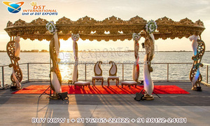 Impresionante Decoración de Boda del Sur de la India, Mandapam, Decoración de Boda de Sri Lanka con Temática Dorada, Mandap Glam para Eventos de Boda, Vidhi Mandap Dorado para Estados Unidos - Product Image 4