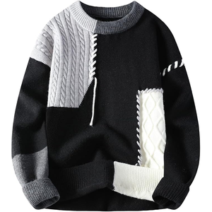 Men's Knitted Solid Color <b>Pullover</b> <b>Sweater</b> Long Sleeve Polyester Autumn Casual Wear Regular Fit Black Khaki Grey - Product Image 1