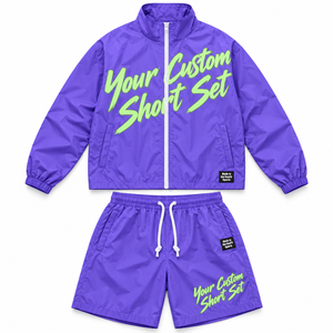 Ensemble court léger à capuche en nylon couleur Teal Rexfit Sports, veste zippée et short, logos personnalisés, coupe décontractée, streetwear unisexe - Product Image 2