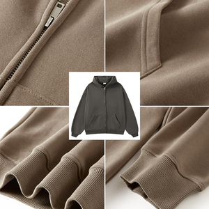Sudadera con capucha de forro polar de 420 g/m² sin cordón, con cremallera, OEM, negra, fabricada por TRIOTAKE INDUSTRY - Product Image 3