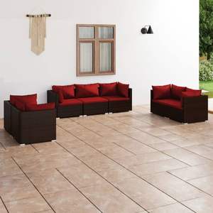 Ensemble de salon de jardin modulaire moyen en rotin PE marron - Product Image 1