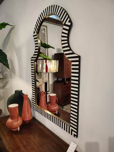 Indian Handcrafted Modern Silver Eco-Friendly <b>Beveled</b> <b>Edge</b> Wall Camel Bone Inlay Decorative <b>Mirror</b> Frame No Electricity Required - Product Image 6