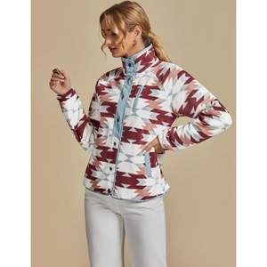 Chaqueta de lana de invierno Reversible para mujer 2025, chaqueta con capucha y botones, bolsillos, abrigo ligero con estampado azteca occidental para - Product Image 5