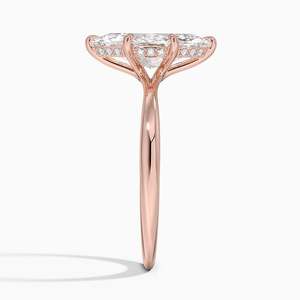 Anillo de Compromiso Solitario de Moissanita con Corte Marquesa de 2 Quilates y Halo Oculto - Product Image 6