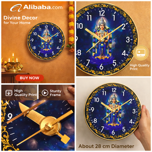 Horloge murale décorative en plastique imprimé Subramanya Swamy - Produit promotionnel pour le bureau pour Pâques et la Saint-Valentin - Product Image 2