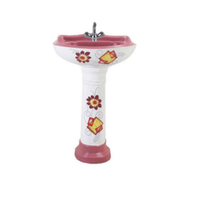 Lavabo sur pied en céramique colorée moderne avec drain, à poser au sol, pour salle de bain, hôtel, villa