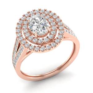 Bague de fiançailles REYES Luxury en or massif 14 carats, diamant ovale 1,3 carat, halo, certifiée IGI, rhodiée, bijoux fins pour femmes - Product Image 2