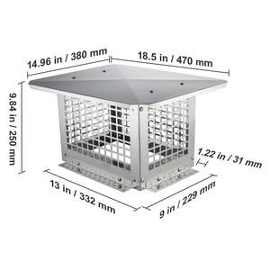 Coperchio per Camino in Acciaio Inox 304, 13 x 9 Pollici, Pratico e Resistente, Accessorio Facile da Installare - Product Image 3