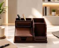 Organisateur de bureau en cuir PU écologique de qualité supérieure de la marque OLIVIA, porte-stylos