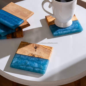 Classique & Casual Carré Bois et Résine Tasse À Thé Coaster Époxy Top Qualité Résine Coaster Restaurant Hôtels Dîner Table Décoration - Product Image 1