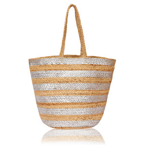 Sac fourre-tout en jute écologique tendance 2026, réutilisable, imprimé argenté, à ouverture facile, sac de voyage pour femmes et jeunes filles, fournisseur indien - Product Image 3