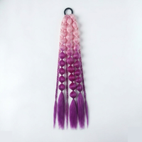 Queue de cheval tressée effet bulle dégradé ombré de 22 pouces, extension de cheveux synthétiques pour une coiffure quotidienne rapide et facile