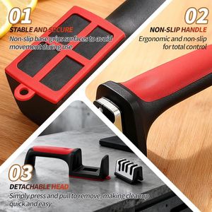 Affilacoltelli Professionale 4-in-1 con Slot in Acciaio al Tungsteno e Ceramica Nero/Rosso per Affilare Forbici - Product Image 1