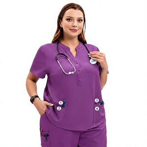 Blouses médicales grises unisexe avec poches, porte-stéthoscope, uniformes d'hôpital en toile, logo personnalisé, détection d'aiguilles - Product Image 4