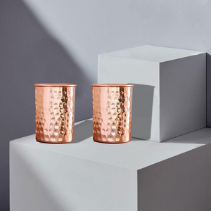 Hammered Design Handmade Eco-Friendly Custom Size Pure Copper <b>Glass</b> <b>Tumbler</b> for Party Use - Product Image 4